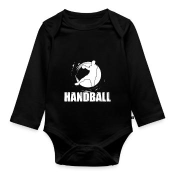 Motif de handball cool pour les joueurs de handball - Body Bébé bio manches longues - noir - Devant