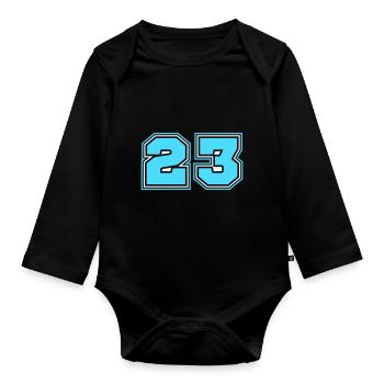 23 Number number - Organic Longsleeve Baby Bodysuit - black - Front
