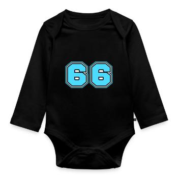 66 Zahl nummer - Baby Bio-Langarm-Body - Schwarz - Vorne