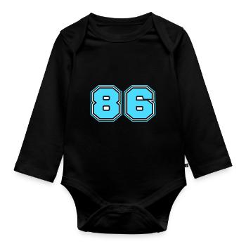 86 Number number - Organic Longsleeve Baby Bodysuit - black - Front