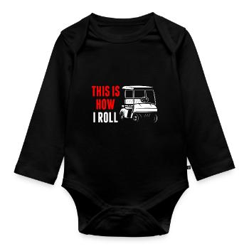 golf golf course - Organic Longsleeve Baby Bodysuit - black - Front