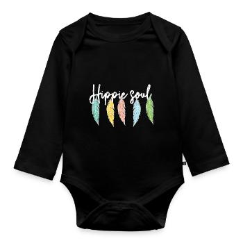 Hippie Peace Movement Peace Flower Power Peace - Organic Longsleeve Baby Bodysuit - black - Front