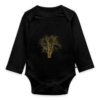 Tree - Organic Longsleeve Baby Bodysuit - black - Front