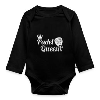 Padel Paddel Tennis Sport Königin Herz I Geschenk - Baby Bio-Langarm-Body - Schwarz - Vorne