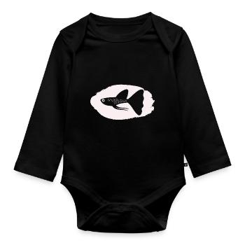 Fish Aquarium Marine Animal Climate Environmental Protection - Organic Longsleeve Baby Bodysuit - black - Front