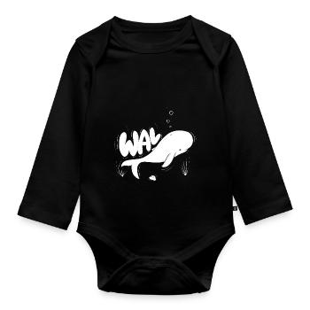 Whale - Organic Longsleeve Baby Bodysuit - black - Front