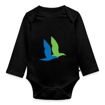 double sea bird - Organic Longsleeve Baby Bodysuit - black - Front