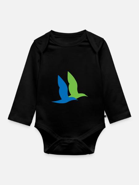 double oiseau maritime - Body Bébé bio manches longues - noir