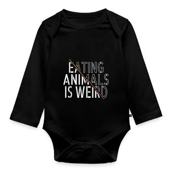 fruit care cute statement vegetarian vegan abuse - Organic Longsleeve Baby Bodysuit - black - Front