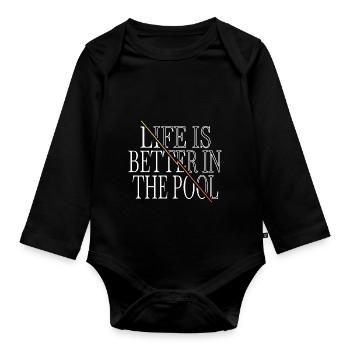swimmer birthday present idea gift idea - Organic Longsleeve Baby Bodysuit - black - Front