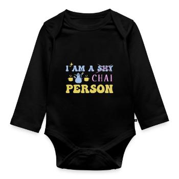 Chai Latte Tea Drink tea drinkers - Organic Longsleeve Baby Bodysuit - black - Front