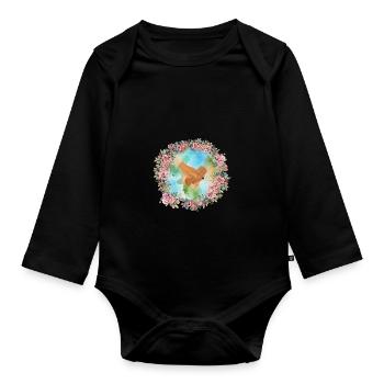 World Peace - Organic Longsleeve Baby Bodysuit - black - Front