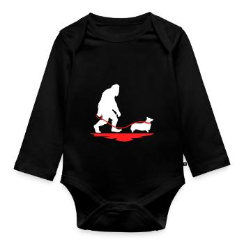 Bigfoot Dog Walk Corgi - Baby Bio-Langarm-Body - Schwarz - Vorne