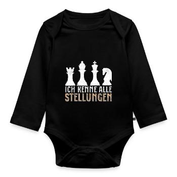 Ich kenne alle Stellungen Schach König Schachspiel - Baby Bio-Langarm-Body - Schwarz - Vorne