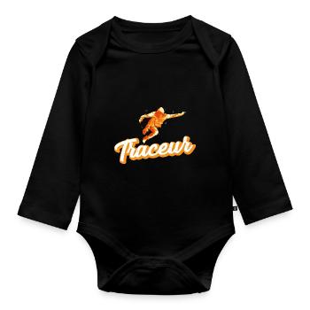 Parkour Freerunning Traceur - Baby Bio-Langarm-Body - Schwarz - Vorne