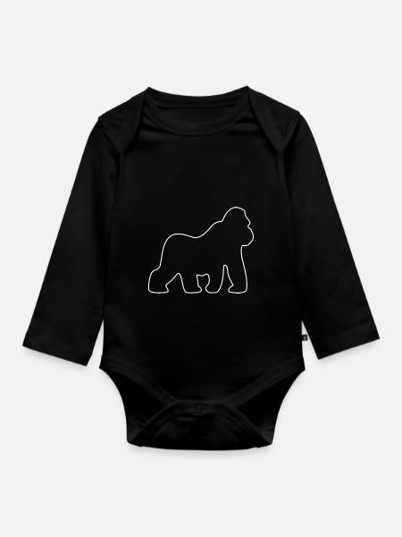 Gorilla, Silberrücken, Affe, Affen, Gorillas, - Langærmet babybody, økologisk bomuld - sort