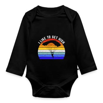 Amateur de parachutisme - J’aime me défoncer II - Body Bébé bio manches longues - noir - Devant