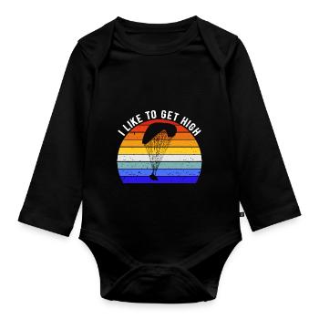 Paragliding Lover - I Like To Get High II - Organic Longsleeve Baby Bodysuit - black - Front