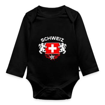 Schweizer Wappen - Baby Bio-Langarm-Body - Schwarz - Vorne