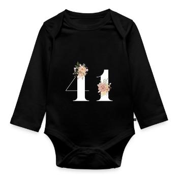 41st anniversary flowers (Gift of 41 years) - Organic Longsleeve Baby Bodysuit - black - Front