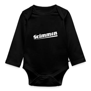 Grimmen - Textdesign mit Stadtnamen - Baby Bio-Langarm-Body - Schwarz - Vorne