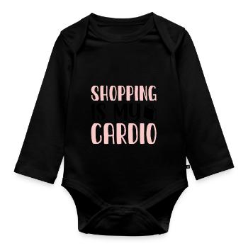Shopping is my Cardio - Organic Longsleeve Baby Bodysuit - black - Front