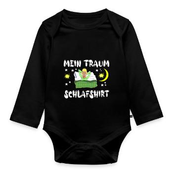 Mein Traum Schlafshirt zum schlafen gehen - Baby Bio-Langarm-Body - Schwarz - Vorne