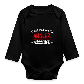 Angler Fisch Hobby Angeln Fische Fun Meer Geschenk - Baby Bio-Langarm-Body - Schwarz - Vorne