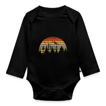 Retro Forest Randonnée en plein air Nature - Body Bébé bio manches longues - noir - Devant