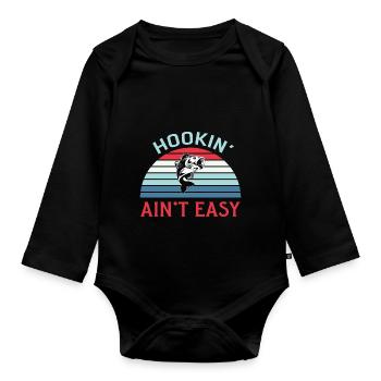 Fischer Fischen Angeln Angel Angler Fische Fisch - Baby Bio-Langarm-Body - Schwarz - Vorne