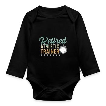 Pensionierter Sporttrainer Rentner Geschenk - Baby Bio-Langarm-Body - Schwarz - Vorne