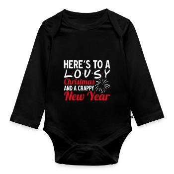 6 Voici un Noël moche et une nouvelle année merdique - Body Bébé bio manches longues - noir - Devant