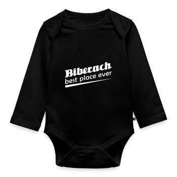 Biberach - Stadt best place ever - Baby Bio-Langarm-Body - Schwarz - Vorne