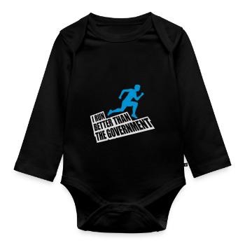 run better than government - Organic Longsleeve Baby Bodysuit - black - Front