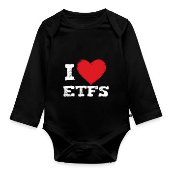 Ich liebe ETFs - Baby Bio-Langarm-Body - Schwarz - Vorne