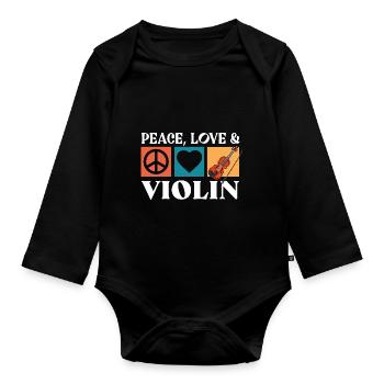 Violinist Violine Instrument Musik Geiger - Baby Bio-Langarm-Body - Schwarz - Vorne