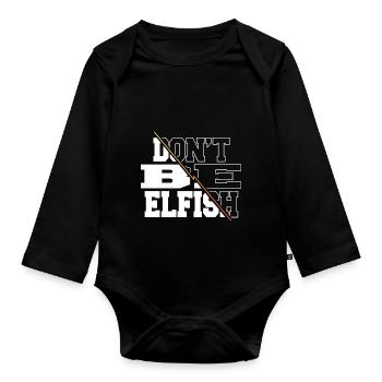 Christmas Tree Sayings Beard Gang Funny Gym Comic - Organic Longsleeve Baby Bodysuit - black - Front