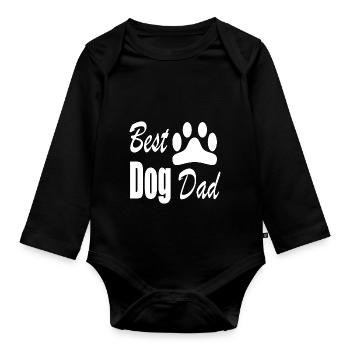 Best Dog Dad - Organic Longsleeve Baby Bodysuit - black - Front