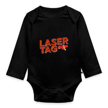 Retro Graphic Lasertag Player Lasertag Phaser Lase - Baby Bio-Langarm-Body - Schwarz - Vorne