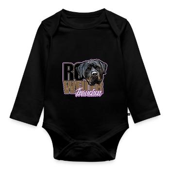 Rottweiler Frauchen - Baby Bio-Langarm-Body - Schwarz - Vorne