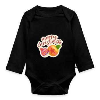 merry Christmas 12 - Baby Bio-Langarm-Body - Schwarz - Vorne