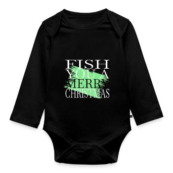 Dinosaur Tshirt Sayings Christmas Vacation - Organic Longsleeve Baby Bodysuit - black - Front