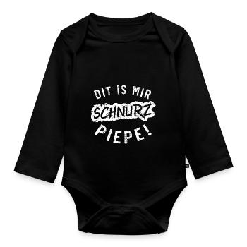 Dit is mir Schnurz Piepe Grunge white - Baby Bio-Langarm-Body - Schwarz - Vorne