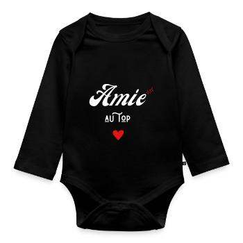 amie au top idée cadeau - Body Bébé bio manches longues - noir - Devant