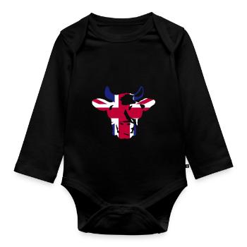 Großbritannien UK Kuh mit Sonnenbrille - Baby Bio-Langarm-Body - Schwarz - Vorne