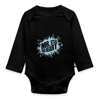 Mr steal your heart - Organic Longsleeve Baby Bodysuit - black - Front