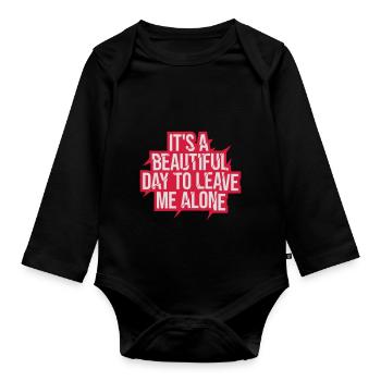 leave me alone day - Baby Bio-Langarm-Body - Schwarz - Vorne