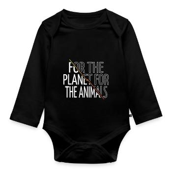 fun vegan jokes funny sayings animal rights - Baby Bio-Langarm-Body - Schwarz - Vorne