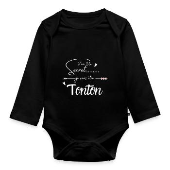 Je vais être tonton - Body Bébé bio manches longues - noir - Devant