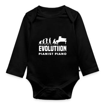 Evolution Piano Musician Keyboard Orchestra - Baby Bio-Langarm-Body - Schwarz - Vorne